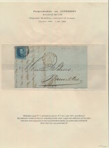 1851/1859 Small study of 8 letters about Antwerp, with dates between 2 June 1851 and 1859, including two letters to London (England), vf/f