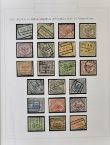 Victoria album with collection of railway stamps from N° 1 to the end, cancelled + newspapers, TG, memorabilia, vf/f/to be checked