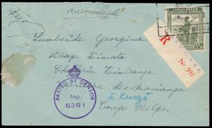 1943, registered envelope, franked with COB N° 262 (1x) 