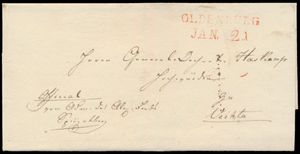 1821 Very nice letter envelope to Vechta, rare and attractive item, vf