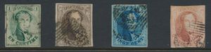 N° 9/12, fully margined, most are lightly cancelled (all illegible), vf (OBP €250)