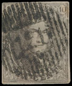 N° 10 „10c. braun”, vollrandig, zentraler Stempel D.121-St.-Laurent, einwandfrei (COBA 75 €)