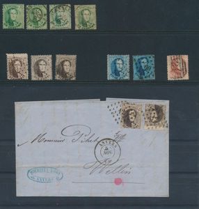 N° 13/16 Lot of perforated medallions, 10 stamps, including 4 N° 13 and 1 letter, vf/f/to be checked
