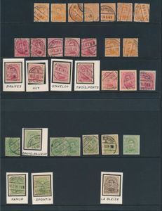 N° 135/138, 30 copies, all with German bridge stamps, such as Braives, Borgworm, Stavelot, Val-St-Lambert, etc., for the specialist, see scan, vf