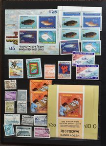 Various items in 3 books, loose, etc., including Bangladesh, vf/f/to be checked