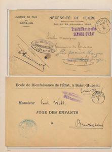 1915/1918 Accumulation of 20 unstamped letters from various Belgian institutions, civil service, local authorities, schools, justice, etc., vf
