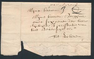 1727 Forerunner with contents from Mechelen, dated 23 July 1727, messenger letter, with a port indication of first 2, then changed to 3 decimes, to Lokeren, vf