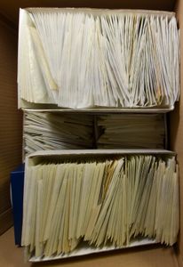 Extensive stock in bags from older material (1 large box and 3 small boxes), vf