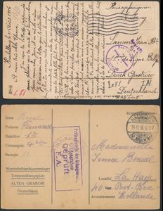 Nice lot of 12 prisoners of war (Belgian) postal items from World War I, with a wide variety of cancellations, vf