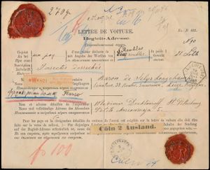 1886 Waybill, envoyé de Saint-Pétersbourg via Cologne à Liège (hexagone 