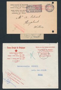 Nice lot of 10 Belgian Red Cross items, mostly WW2, various letter heads and items, vf
