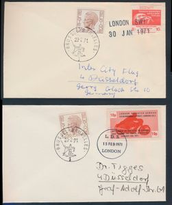 1971, 5 letters sent with Elström stamps to England and handled there by private postal organisations during the major postal strike, vf