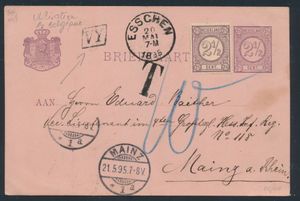 1895 Dutch stationery of 2 1/2 cents, extra franked with YV. 33, 