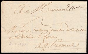 1697 Forerunner with contents, from Ypres, dated 24 July 1697, Herlant 1, manuscript 