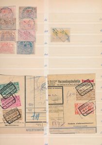 Private line Mechelen Terneuzen, with 9 stamps from the early period and 18 fragments, mainly St.-Niklaas, vf/f