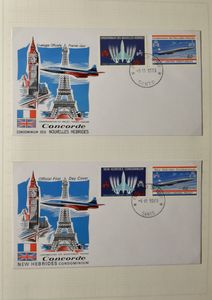 Concorde, collection in clip band + sheet, with HK, covers with special flights, cancellations, FDCs, vf.