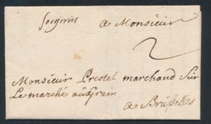 1737 Forerunner with contents, from Soignies, dated 14 October 1737, Herlant 1, manuscript 