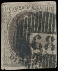 N° 10A „10c. braun”, vollrandig, zentraler Stempel D.68-Assche, einwandfrei (COBA €35)