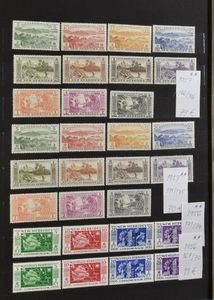 Collection in stockbook with New Hebrides, Guadeloupe, Senegal, Algeria (with varieties), vf