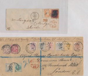 1859/1907 Interessante Postsendungen mit gemischter Frankatur, darunter Nouvelle Calédonie, postlagernd in Zürich, Südafrika, einwandfrei/schön/zu kontrollieren
