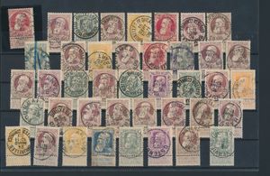 Accumulation of about a hundred stamps with better cancellation material, including Wyngene, Rhode-St.-Genèse, many bilingual, vf