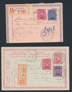 1915, 2 registered items, both with cancel 