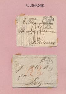 Forerunners, 6 documents with content, from various cities such as Coblenz, Bonn, Lubeck, Hamburg, etc. with beautiful secondary stamps such as 