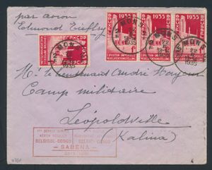1935, 1st regular flight Belgium-Congo from Mons 1935 to Leopoldville, vf