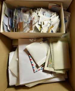 Well-filled box, overarching majority sorted by fragment in covers + a few 1st day covers, f/to be checked