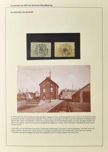 1875/1940 Overijse, nice collection, before 1940, with subjects tourist cancellations, Interbellum from 1919 to September 1939, Telegraphic services, period W.O. I (Liberation, German occupation, provisional postmarks, censorship, etc.), period epaulettes and medallions, period 1875 to 1914, extensive explanation of the postal items, but also of documents relating to Overijse belonging to the theme, mostly nicely laid out on A4 sheets, vf