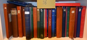 28 albums, some sparsely filled, others overflowing, many from Germany and quite a few themed, all periods, f/to be checked