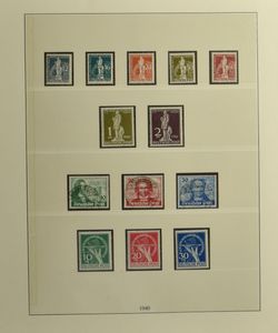 1948/1990 Quasi vollständige Sammlung in 2 Lindner-Alben, darunter 1/20 *, 21/34 ** (ohne Garantie), 34/41 *, 42/60 *, 61/63 gest., 68/70 **, BL 1 **, 75/79 **, 82/86 **, einwandfrei