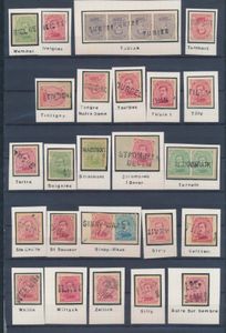 N° 137/41, 24 different name stamps on fragment, see scan, vf
