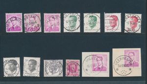 Royal heads, including Baudouin with glasses, Velghe type, etc., central cancellations, all from the province of Limburg, several thousand stamps, some on fragments in 2 albums, vf/f
