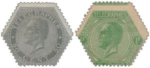 TG 1, re-gummed and TG 2 has remnants of a letter on the back and is very off centre, vf/f (OBP €1,080)