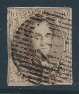 N° 10A „10c. braun”, vollrandig, zentraler Stempel D.40-Mont-St.-Guibert, einwandfrei (COBA €30)