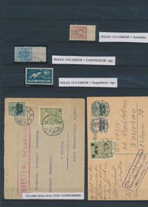 1916/1920 Nice accumulation of 2 postal items 1916 local post with franking local stamps and 3 varieties, 1919/20: 2x misperforation and 1x double printing, vf