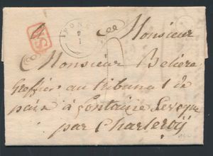 1839 Voorloper met inhoud, vanuit Fosse (Type 18 stempel, Herlant 1), zeer lichte postbusstempel, in cirkel zwart 