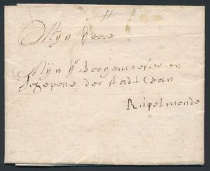 1714 Voorloper met inhoud, vanuit Antwerpen (interessante plaatsbeschrijving in de aanhef 