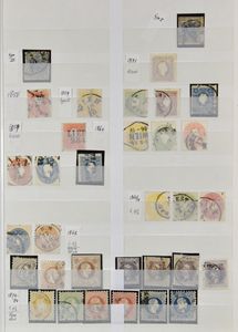 1855/1993 Verzameling in 3 insteekboeken met dubbels, zm/m/ntz
