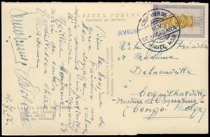 1956 Picture postcard of Santa Cruz de Tenerife, written on board of paquebot MV COPACABANA, franked by 