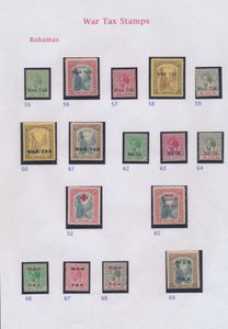 War Tax, volledige verzameling 1915/19 (alleen Cayman Islands, Yv. n° 5/A ontbreekt), dus met Canada 102/104 * (wat roestproblemen), zm/m