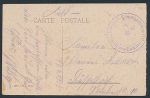 1917, carte vue de Namur vers l'Allemagne avec timbre rond Mob. Bahnhofs- Kommandatur 7.G. en violet, tb
