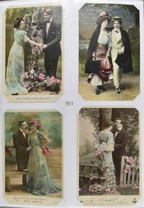 Romantiek, 1910/1940, romantiek w.o. koppeltjes, mooie samenstelling in ordner (287 stuks)
