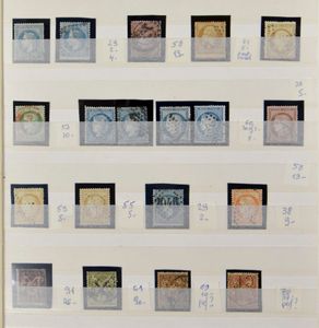 1854/1960 Samenstelling in insteekboek, waarbij enkele betere waarden en gebieden, o.a. Réunion, overwegend gest., zm/m/ntz