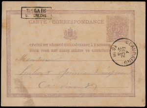 1876 Carte postale affranchie EC Beauraing à Dinant avec 