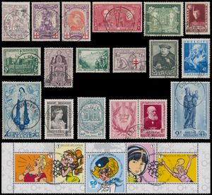 1849/2022 Verzameling in 4 Davo albums, w.o. Caritas, Merode, Albert I, 221/33, 301, 325, Mercier zonder hoogste waarde, Sanatorium, Grote Orval, Ridder, 410, jaren 1946/1960, zm/m/ntz