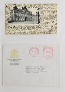 Verzameling diverse onderwerpen in 5 boeken, w.o. personaliteiten, honden, monumenten, met ZK, poststukken en zegels, zm/m.