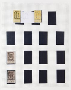1894/1912 Samenstelling en verzameling handrol- en typostempels, waarbij goede waarden, in 4 albums of insteekboeken + catalogus, zm/m/ntz