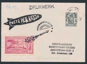 Space, Dutch Space Post Rocket Flight, with vignette (printed matter) with 